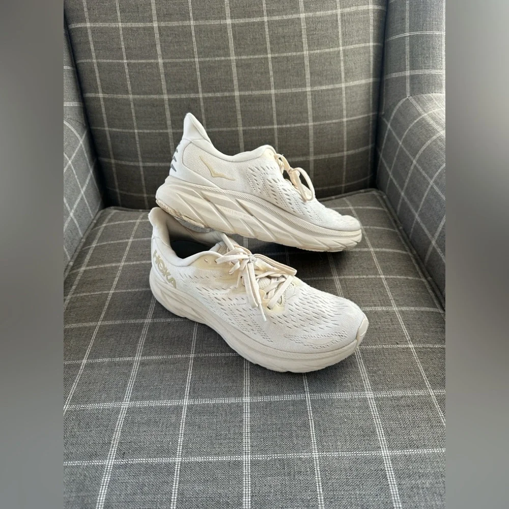 Hoka Cream/Beige Clifton 8 Running Shoes Mens Size 8D - Picture 10 of 12
